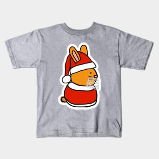 Cute Christmas Bunny Santa Suit Hat White Beard Kids T-Shirt